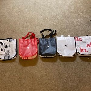 5 small lululemon reusable totes
